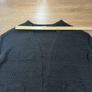 Buckle BKE Women's Black Open Front Cardigan Chunky Knit Pockets Size L Cozy Fall Style thumbnail 6