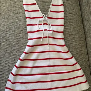 wild fable White and Red Striped Knit Halter Dress thumbnail 1