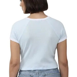 Forever 21 Womens S Solid Crop Top Light Blue thumbnail 3