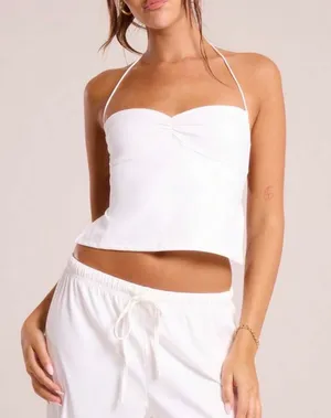 White Backless Tie Tank Top thumbnail 1