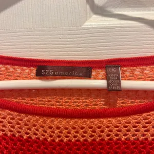 525 America Womens Striped Open Knit Sweater Red Pink Orange Large Rayon‎ Beach thumbnail 3
