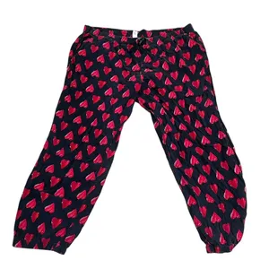 Victoria's Secret Women's XL Black Red Heart Print Lounge Pants thumbnail 1