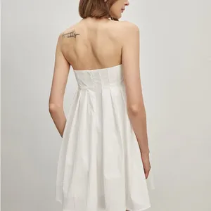 Commense White Strapless Mini Dress Large L Cotton Blend Structured Minimalist thumbnail 2