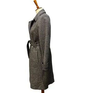 Vintage Y2K Old Navy Gray Herringbone Trench Coat Duster Jacket Medium thumbnail 2