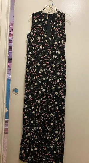 Lulus Women’s Sleeveless Tank Jumpsuit M Medium Black Print Floral Chest 38” thumbnail 1