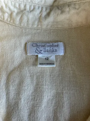 Christopher & Banks Butter Yellow Linen Blend Sleeveless Shirt Dress Size 12 thumbnail 6