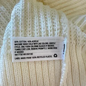 NWT L Cream V-neck sweater A New Day chunky ribbed knit pullover oversized thumbnail 5