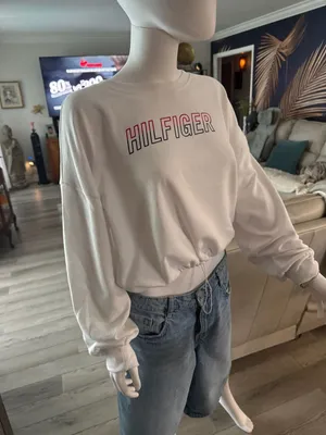 Tommy Hilfiger Sport Open Back Drawstring Sweatshirt White Size XL thumbnail 5