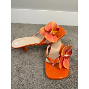 New SHUSHOP Grace Orange Orchid Flower Heels EU 38 US 8 thumbnail 3