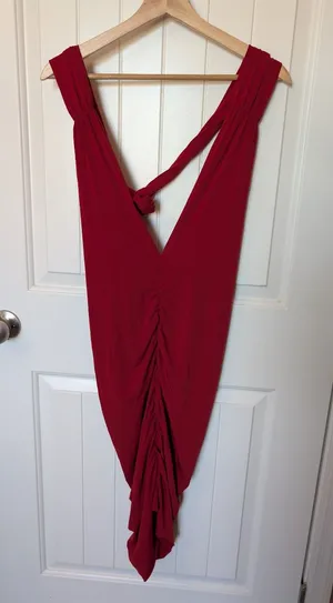 Vintage Frederick’s of Hollywood Ruched Halter Mini Dress One Size Red thumbnail 1