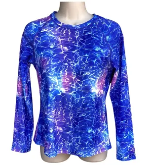 Davena rashguard purple blue swim top size Small S built-in bra nwt thumbnail 1