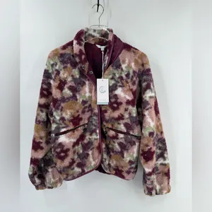 Calme by Johnny Was Purple Floral Printed Fleece‎ Jacket size small thumbnail 3