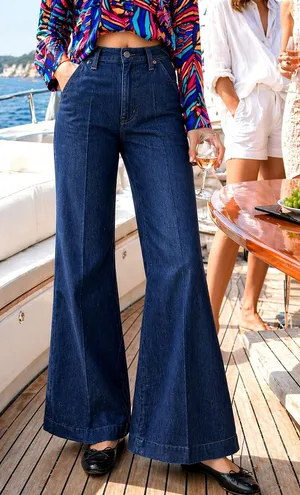 MP Piombo Wide Leg Womens Jeans in Blue size 2 thumbnail 1