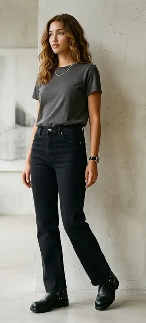 Express Women's Jean Straight high Rise Black Denim Size 8R thumbnail 1