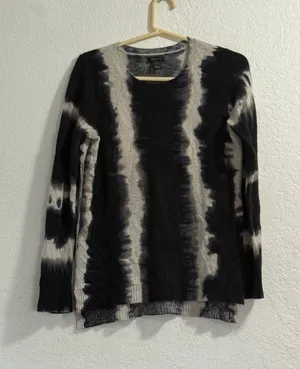 Only Mine Womens Tie Dye 2 Ply Cashmere Sweater Size S Round Neck Mature Lux thumbnail 1
