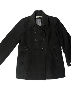 CALVIN KLEIN Charcoal Wool Blend Double Breasted Pea Coat Womens Size 14 thumbnail 4