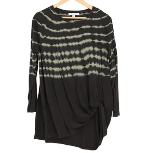 She + Sky Tunic Top Womens Large Black Tie Dye Twist Front Asymmetrical Hem thumbnail 2