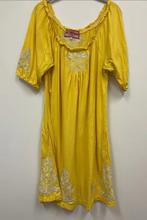 Johnny Was/JWLA Yellow Embroidered Dress size L thumbnail 1