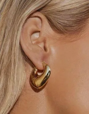 Gold Heart Hoop Earrings, Heart Hoop Earrings, Puffed Heart Earrings thumbnail 1