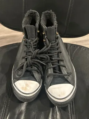 Converse Black and White Unisex Sneakers with Faux Fur thumbnail 1
