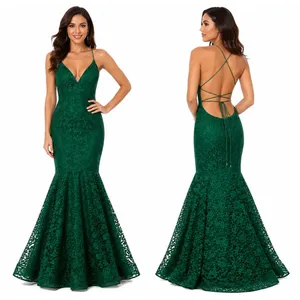 2010s Studio 17 12802 Emerald Beaded Lace Mermaid Prom Gown Open Back Size 8 thumbnail 2