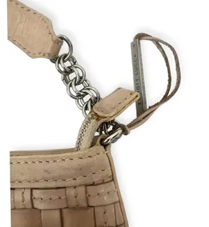 Elliot Luca Anthroplogie Woven Leather Beige Purse Shoulder Bag Small Chain thumbnail 5