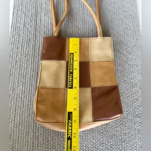 Vintage 90’s Y2K Tan Brown Patchwork Rectangular Shoulder Bag thumbnail 9