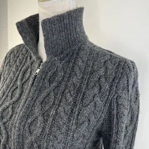 GAP Wool Cable Knit Cardigan Vintage Gray Y2K Dark Cottagecore thumbnail 5