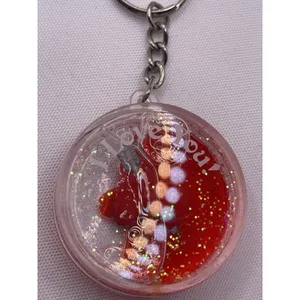Resin Made Gold Heart Pendant With Color Accents Shiny‎ Beautiful Keychain thumbnail 2