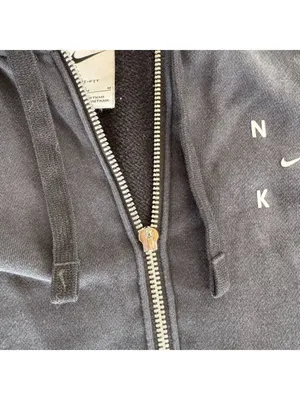 Nike Dri-Fit Black Zip-Up Sweatshirt Hoodie Size Medium (BROKEN ZIPPER) thumbnail 3