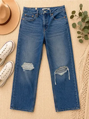 Levi’s Low Pro Straight Distressed Straight-Leg Jeans 29 thumbnail 1