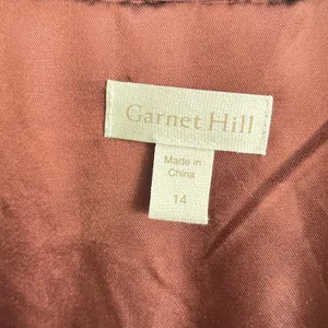 Garnet Hill Lace Dress Women 14 Burgundy Floral Leaf Scoop Neck 3/4 Sleeve Shift thumbnail 7