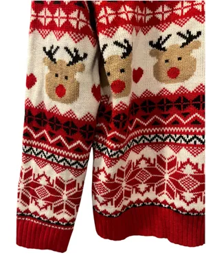 Ugly Christmas Sweater Women's Size XL Red Reindeer Knit Holiday Fair Isle Soft thumbnail 4