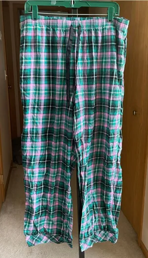Women's Victoria's Secret Plaid Pajama Pants L Green Pink thumbnail 1