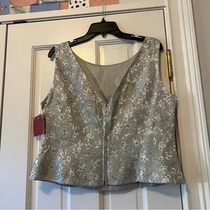 Vintage NWT JS Collection Silk Beaded Embroidered Sleeveless Blouse Size 16 thumbnail 2