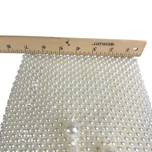 Faux Pearl‎ Beaded Tote Bag S Cream Satin Pouch Handle Bridal Wedding thumbnail 4