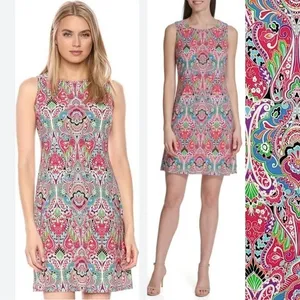 Tommy Hilfiger Sheath Dress Women 2P Multi Paisley Sleeveless Stretch Knit Mini thumbnail 2