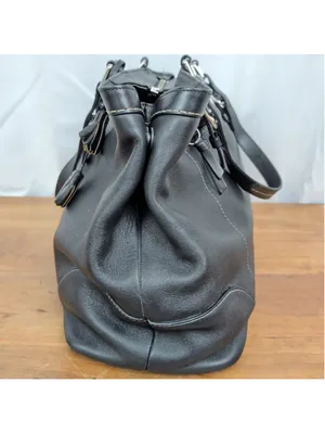 Coach 5138 Black Leather Large Tote Purse thumbnail 3