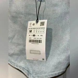 ZARA Minimalist Light Gray Cotton Crop Top Bustier Summer Tank Denim, Crop A37‎ thumbnail 7