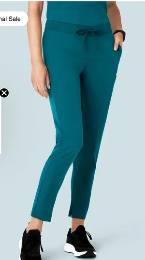 Mandala scrubs 6 pocket slim pant - peacock thumbnail 1