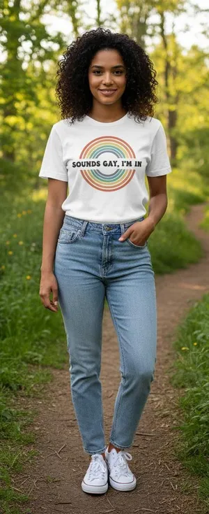 Women's Bella+Canvas Short Sleeve Tee M White Rainbow thumbnail 1