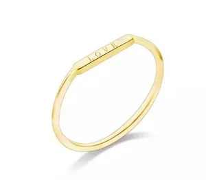 Sterling Silver SIZE 5 Gold Plated Dainty 925 Love Letter Ring thumbnail 1