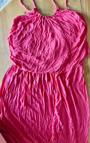 H&M Hot Pink Ruffle A-Line Maxi Dress thumbnail 1