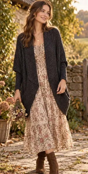 Anthropologie SLEEPING ON SNOW Primula Cocoon Cardigan Charcoal Gray Wool Large thumbnail 1