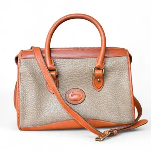Vintage Dooney & Bourke All-Weather Leather Satchel Taupe Tan Crossbody AWL thumbnail 1
