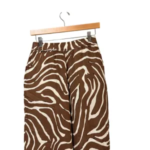 ASOS DESIGN Brown Zebra Print Cotton Gauze Wide Leg Pants Small High Rise thumbnail 5