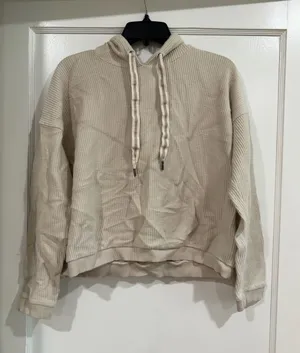 aerie women’s drawstring Hoodie in Cream thumbnail 1