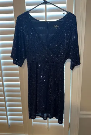 Lulus Dress Mini Blue Sequin Navy thumbnail 1