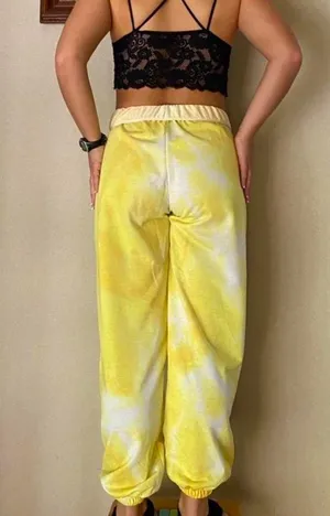Nordstrom tie dye yellow sweatpants size small thumbnail 3