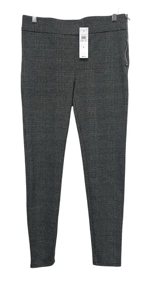 Ann Taylor $89 Plaid Houndstooth Ankle Pants Women Sz 4 Dark Academia Dark‎ Gray thumbnail 1